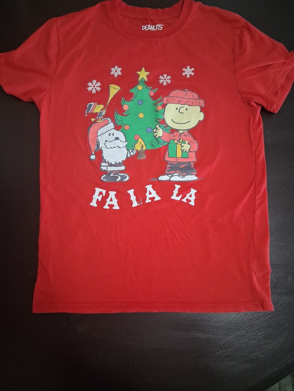 Peanuts Red Kids' Holiday Tee with Charlie Brown Tree Graphic